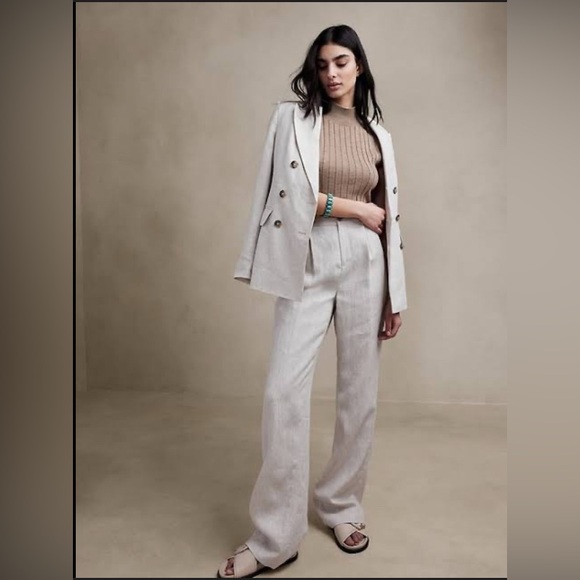 Banana Republic Palma straight-leg linen pants | Natural/Beige | Size 2 - Picture 12 of 13